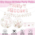 VioraWhite 183 Pcs Silly Goose Birthday Party Set Elegant Pink - Image 6