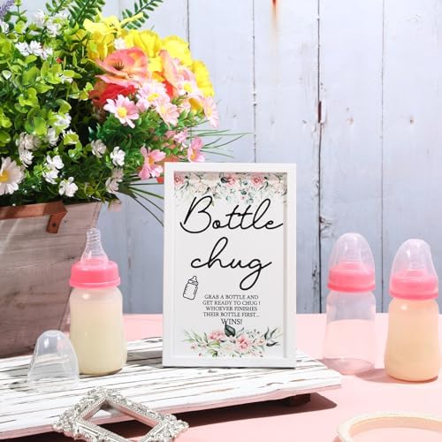Roowest Bottle Chug Baby Shower Games Favors, Pink, Flower - Image 4