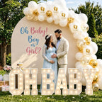 OH BABY Marquee Light-Up Letters, oh baby lettersg ender reveal decorations gender reveal decorations oh baby sign big letters (4FTOHBABY+Golden Balloon) - Image 2