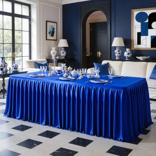 6 Pack Royal Blue Satin Table Clothes for 8 Foot Rectangle Tables - 8FT Wrinkle Resistant Glitter Rectangle Tablecloths, Party Table Covers for Wedding Banquet, Baby Shower, Birthday, Holiday Dinner - Image 6