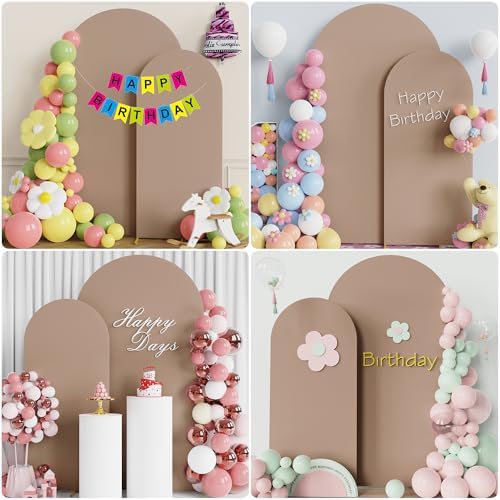Wokceer Arch Backdrop Cover 7.2FT, 6FT Nude Brown Arch Cover Stretchy - Image 5