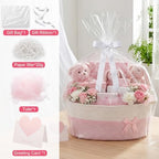 Colingmill Large Mother’s Day Gift Basket Empty 17”x13”x7.6” Storage Basket with Gift Bag Ribbon and Tulle Gifts Card Paper Filler for DIY Baby Toy Baskets with Handles - Image 2