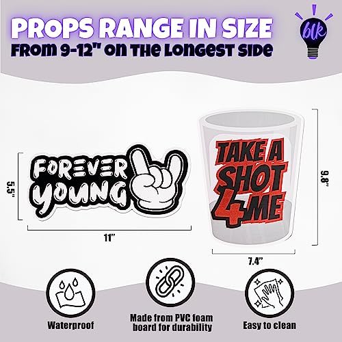 (Lit Pack 3) Elevate Your Photo Booth Experience with Durable & Waterproof Photo Booth Props - Perfect for Weddings, Birthdays, & Photo Booth Businesses - PVC Foamboard Photo Props -10 Pieces per Set - Image 5