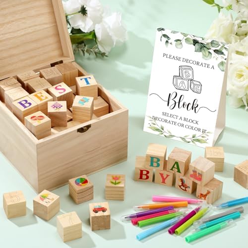 Marsui 136 Pcs Baby Shower Blocks to Decorate Game Kit, Leaf - Image 6
