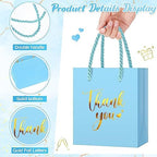 Honoson 60 Pcs Mini Thank You Gift Bag with Handle Bulk,Light Blue - Image 4
