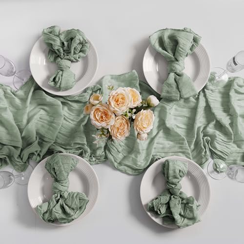 LZY 30 Pack Gauze Cheesecloth Napkins 20x20 Inch Dinner Cloth Napkins, Soft Boho Table Napkins Rustic Wrinkled Cheese Cloth Napkins Bulk for Wedding Party Baby Shower Event Decor (Sage Green) - Image 7