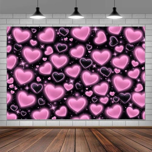 8X6FT Pink Heart Backdrop Birthday Party Decorations Photography Background Girls Baby Shower Banner Photo Booth Props Decor - Image 5