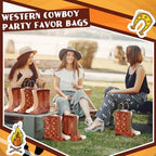 Mooliwe 32 Pcs Cowboy Cowgirl Boots Paper Bags Western Theme Kraft Gift Bag with Handles Candy Goodie Treat Grocery for Favors Wild West Birthday Rodeo Bachelorette Baby Shower Party Supplies (Brown) - Image 7