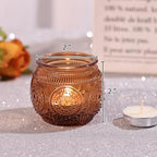 36 Pcs Amber Candle Holders Bulk- Floral Style Vintage Candle Holder for Rustic/Boho Wedding Table centerpieces, Bridal Shower, Baby Shower Decoration - Image 2