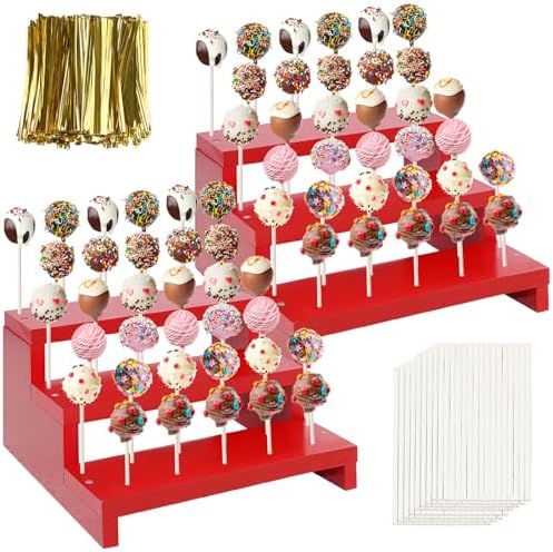 Wooden Cake Pop Stand, 2 Pcs 33 Hole Lollipop Holder for Wedding Birthday by KHayRovies