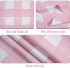 Kesfey 12 Packs Pink Gingham Tablecloth 54 x 108 Inches Pink and White Checkered Table Cloths Party Picnic Disposable Table Covers Splashproof Plastic Checkered Gingham Tablecover for Dinners Party - Image 4
