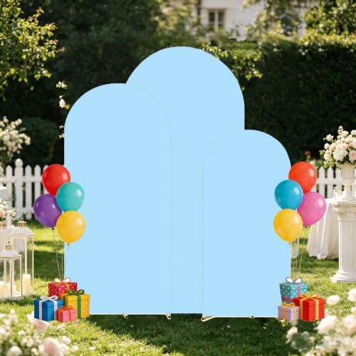 3 Metal Arch Backdrop Stands with Baby Blue Covers, 4/5/6FT - Image 7