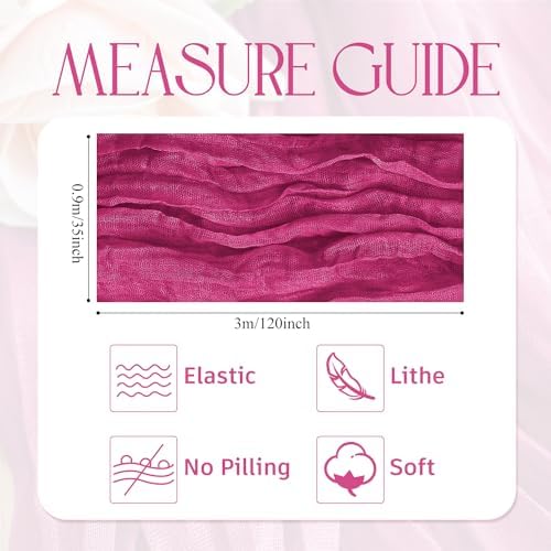 Wokceer Cheesecloth Table Runner Fushia 10FT Boho Gauze Runner, 12 Pack - Image 2