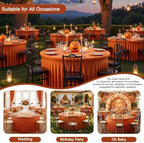 GALLETY 2 Pack Harvest Pumpkin Round Spandex Tablecloth 60 Inch for 5 FT Circle Tables, Reusable Fitted Stretch 120 Inch Round Tablecloth for Fall, Thanksgiving, Halloween, Wedding and Party Decor - Image 4