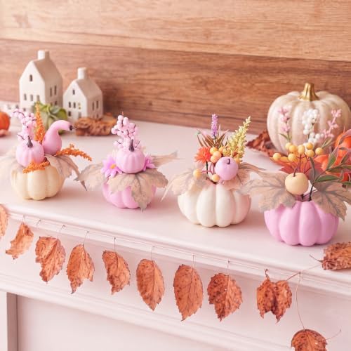 Amyhill 8 Pcs Fall Pink Pumpkin Baby Shower Table Centerpiece Decor, Floral - Image 4