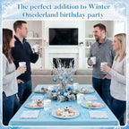 Pickmesh 400 Pcs Blue Winter Onederland Birthday Plates Cups and Napkins - Image 4