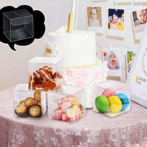 Eaasty 200 Pcs 3 x 3 x 3 Inch Clear Favor Boxes Plastic Treat Gift Boxes - Image 6