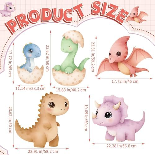 5Pcs Dinosaur Baby Shower Decorations Large Baby Dinosaur Standup - Image 3