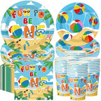 Pickmesh 250 Pcs Beach Ball Party Supplies Summer Beach Ball 1st Birthday Paper Plates Napkins and Cups Disposable Tableware Set Fun to Be One Party Decor for Hawaiian Pool First Birthday Serve 50 by Pickmesh