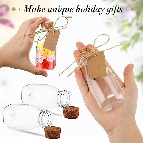 Roshtia 48 Pcs 4oz Plastic Potion Bottles with Cork Lids Clear Mini Jars - Image 3