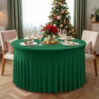 6 Pack Hunter Green Spandex Table Covers for Christmas, 60 Inch Round - Image 3