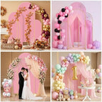 Set of 3 Wedding Arch Backdrop Stand,4+5+6 FT，Small Metal Arch Frame with 3 Pink Backdrop Covers,Easy Setup for Birthday Baby Shower Anniversary Dessert Table Decoration - Image 5
