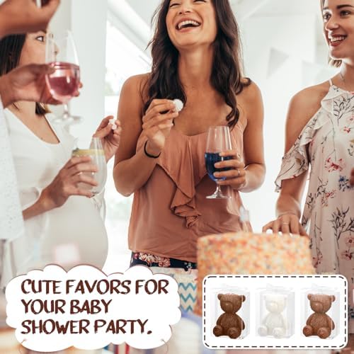 Threlaco 30 Sets Large Bear Candle Baby Shower Party Favor, Brown Series - Image 5