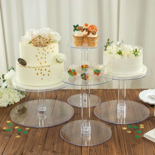 Efavormart Lovely 4 Tier XL Acrylic Crystal Glass Clear Cake Dessert Decorating Stand for Birthday Xmas Party Wedding - Image 2