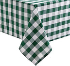 Hiasan Checkered Tablecloth Rectangle 60 x 140 Inch Forest Green and White by Hiasan