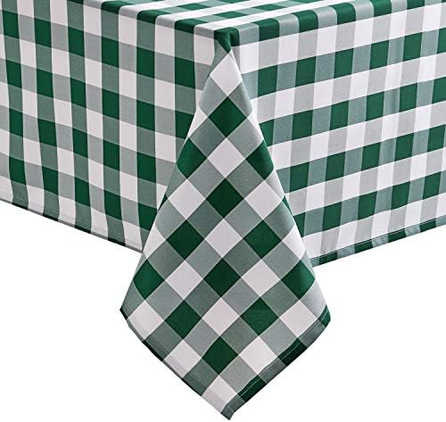 Hiasan 60 x 120 Inch Checkered Tablecloth Rectangle Forest Green and White by Hiasan