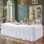 White Satin Tablecloths Rectangle 8FT, Glitter Spandex Fitted Stretch Table Covers Wrinkle-Free Floor Length Shimmer Table Skirt for Weddings Parties Baby Shower Banquets Vendor Events - Image 3