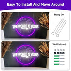 The World Is Yours Neon Sign Dimmable Carved Planet The World Is Yours LED Signs Purple Neon Sign for Bedroom Classroom Man Cave Game Room Birthday Christmas Gifts for Kids - Image 6