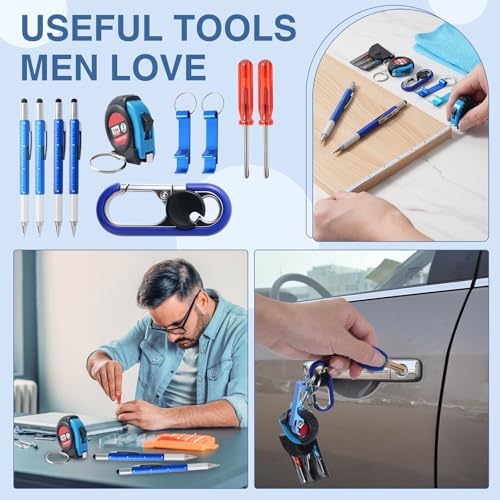 85Pcs Baby Shower Prizes for Men, 8 Sets Winner Gifts with Multi-Tool Pen, Screwdriver, Tape Measure, Bottle Opener, Keychain, Cleaning Cloth & Gift Bags for Winner Bachelor Party Favors (85) - Image 5