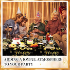 Funnymoom 452 Pcs 70th Birthday Party Decorations Set for Men Women, Black and Gold Happy 70th Birthday Paper Plates Napkins Cups Tablecloth Cutlery Straws Cheers to 70 Years Anniversary Party - Image 6