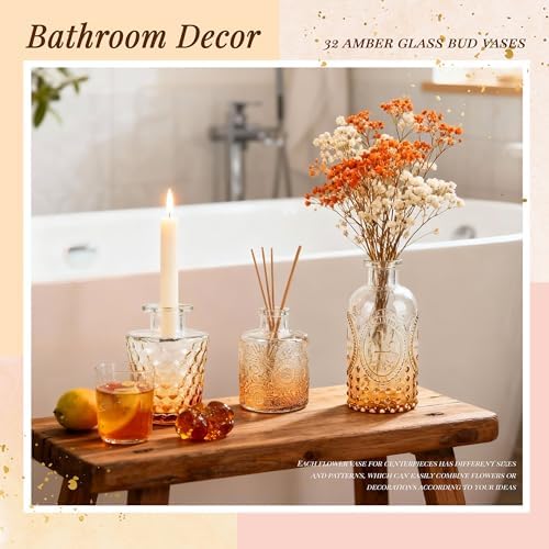 Der Rose 32pcs Amber Bud Vases in Bulk Vintage Vases for Fall Home Decor - Image 2