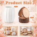 Rtteri 6 Set 5.12" Ceramic Pumpkin Vase with Wood Slices Glazed Fall Flower Pots for Autumn Home Decor Smooth Pottery Planter Pack for Thanksgiving Tabletop Decoration Housewarming Gifts(White) - Image 2