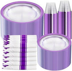 I00000 350Pcs Clear Purple Plastic Plates Dinnerware Set for 50 Guests by I00000