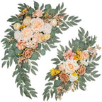 Wedding Welcome Signs Floral(Pack of 2)，Wedding Arch Flowers for Wedding Decorations and Reception Backdrop Decoration (New Champagne) by BMQDSM
