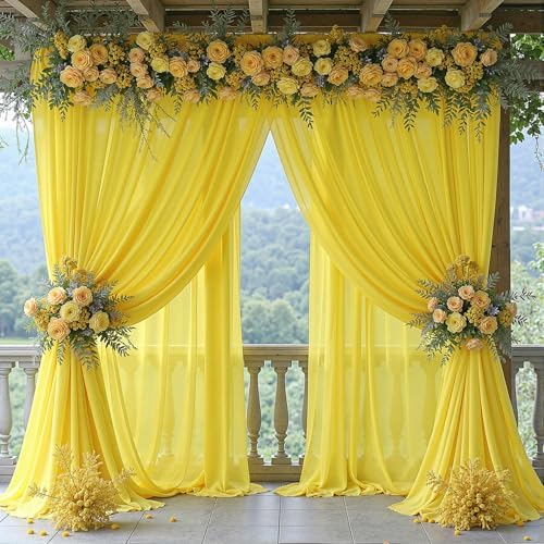 40ft x 10ft Yellow Backdrop Curtain Drapes, Wrinkle-Free Sheer Chiffon Fabric Photo Backgroud Panels for Wedding Arch Party Ceremony Stage Photography Decoration - Image 5