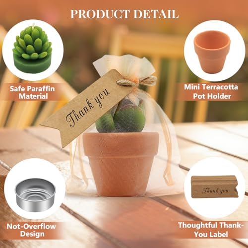 24 Pcs Succulent Candles Party Favors, Mini Tealight Candles for Wedding - Image 3