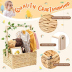 Juexica Baby Shower Crate Closet Wicker Baby Welcome Box Woven Crate Baby Gift Basket with Handle and Garland Welcome Baby Gifts for Boys Girls Newborn Gift Storage - Image 3