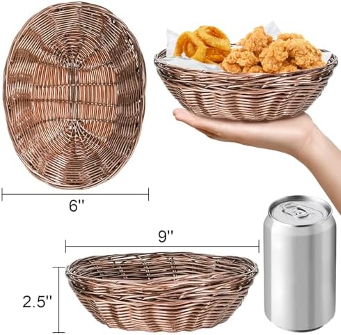 Yesland 16 Pcs Plastic Oval Basket for Gifts Empty, Small Bread Basket Food Storage Baskets with Clear Gift Bags and Colorful Pull Bows, 9 X 6 X 2.5 Inches Bin for Kitchen Restaurant Christmas - Image 2