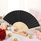 Yinkin 100 Pack Folding Hand Fans Bamboo for Party Favors, Black - Image 4