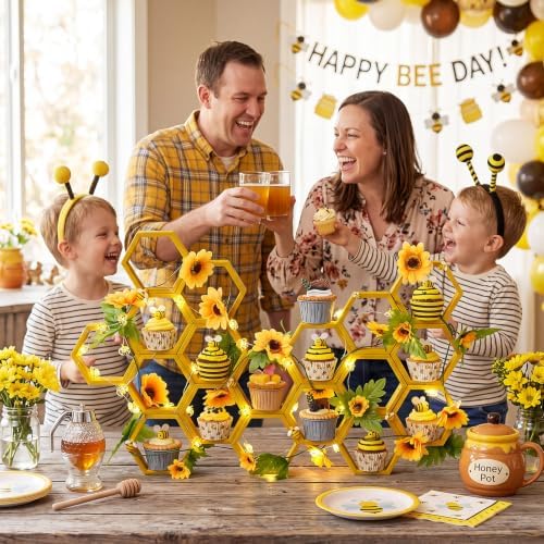 Gerrii 18 Pcs Mini Honeycomb Cupcake Stands, 4.7 x 4.1 x 1.4 Inch, Yellow - Image 5