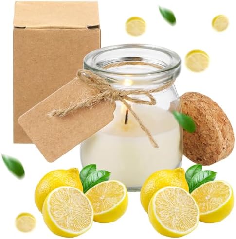 MTLEE 50 Pcs Wedding Jar Candles for Guests Wedding Candle Gift Natural Wax Candles with DIY Tag Cards for Bridesmaid Baby Shower Party Favors Home Supply Decor, Scents of Lemon by MTLEE