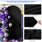 HEMMOTOP Metal Arch Backdrop Stand and Cover Set, Black, 7.2 ft - Image 4