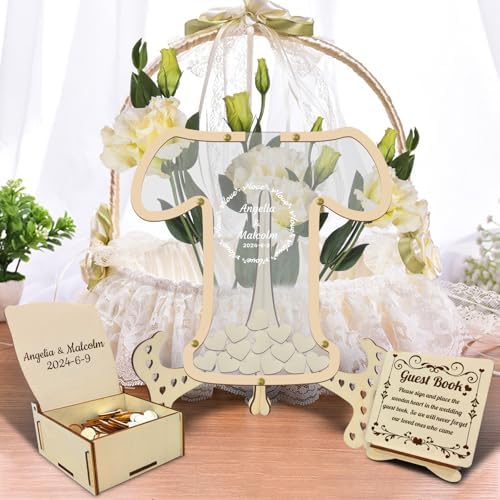 Wedding Guest Book Alternative - 26 Letters Drop Box with Heart Pieces - Rustic Wood & Acrylic Sign-in Book for Wedding Reception-Unique Wedding Keepsake Frame - Image 2