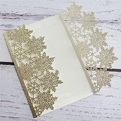 50 Piece Winter glitter snowflake invitation cards for wedding, bridal shower, baby shower, birthday, Christmas party and more (Gold) - Image 2