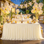 HB HBB MAGIC Champagne Table Cloth Spandex Table Covers 6ft Fitted Tulle Tablecloth Rectangular Desk Skirt Stretch Table Cloths Covers Party Banquet Birthday Baby Shower Wedding Table Cloth, 4 Pack - Image 2