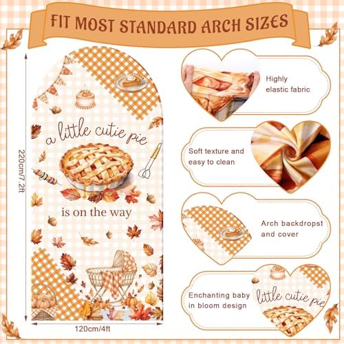 Tegeme 7.2ft A Little Cutie Pie is on The Way Arch Backdrop Cover Fall Baby Shower Decoration Large Orange Pie Backdrop Party Favor for Gender Reveal Welcome Party Supply Photo Background Decoration - Image 2